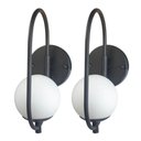 Ver imagem 1 de Kit 2 Arandela Parede Online Preto Globo de Vidro Branco