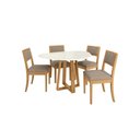 Ver imagem 2 de Conjunto Sala de Jantar Elma Premium Madeira Maciça C/ Tampo Madeirado C/ Vidro 135x105cm e 4