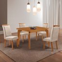 Ver imagem 1 de Mesa de Jantar Liz 120cm Tampo MDF Laminado Canto Copo com 4 Cadeiras Lorena