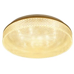 Plafon Luminaria Cristal de Sobrepor Led com Borda Dourada Redondo 3000k 24w Bivolt - 1