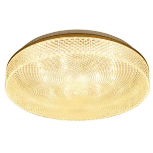 Plafon Luminaria Cristal de Sobrepor Led com Borda Dourada Redondo 3000k 24w Bivolt