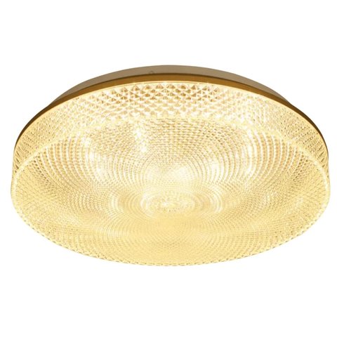 Plafon Luminaria Cristal de Sobrepor Led com Borda Dourada Redondo 3000k 24w Bivolt