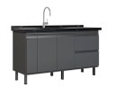 Ver imagem 1 de Gabinete Cozinha Mdf 1,14m Elegance com 4 Pés Pré-montado:cinza