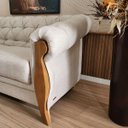 Ver imagem 4 de Conjunto Estofado 2 Lugares e Poltrona Capitonê Madeira Nobre Linho Bege Adhara Larbelle