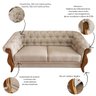 Conjunto Estofado 2 Lugares e Poltrona Capitonê Madeira Nobre Linho Bege Adhara Larbelle - 7