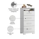 Ver imagem 6 de Cômoda com Chave 4 Gavetas Primordial Max Zanzini Branco