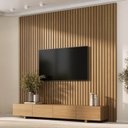 Ver imagem 1 de Rack com Painel Ripado TV 86 Polegadas Planejado 240x250cm Aruá CabeCasa MadeiraOriginals Marrom