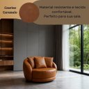 Ver imagem 3 de Poltrona Ibiza Orgânica em Courino Caramelo Giratória 122cm com Almofadas Premium Luxo