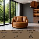 Ver mais imagens de Poltrona Ibiza Orgânica em Courino Caramelo Giratória 122cm com Almofadas Premium Luxo