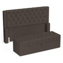 Ver imagem 1 de Cabeceira e Calçadeira Báu Casal Padrão Atena 140cm Capitonê Linho Cacau - Desk Design