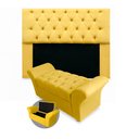 Ver imagem 1 de Kit Cabeceira Mirage + Calçadeira Baú Veneza Queen Size 160cm Suede - Ecotec Decor:Amarelo