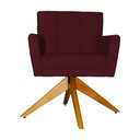 Ver imagem 1 de Poltrona Decorativa Onix Pés Giratório de Madeira Suede Bordô - DS Estofados
