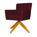 Ver imagem 3 de Poltrona Decorativa Onix Pés Giratório de Madeira Suede Bordô - DS Estofados