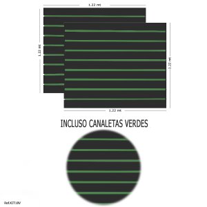 2 Paineis Canaletado Preto - 1,22 X 1,22 + Canaletas Verdes