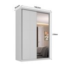 Ver imagem 3 de Guarda Roupa Solteiro 1,46m 2 Portas de Correr C/ Espelho Cor:branco