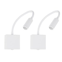 2 Arandela Leitura LED Articulada Branca 3W Cabeceira Ace14 - 1