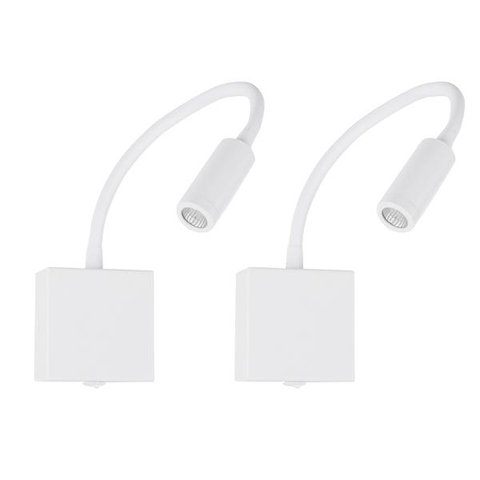 2 Arandela Leitura LED Articulada Branca 3W Cabeceira Ace14