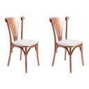 Ver imagem 1 de Kit 2 Cadeiras Paris Luxo Estrutura Aço Cobre Funcional para Mesa de Sala de Estar - Cobre/Branca