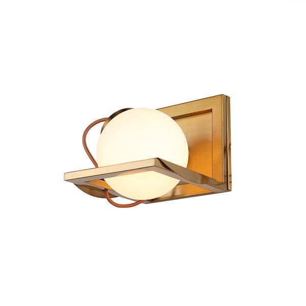 Arandela Dourada Moderna Globo de Vidro Branco 19cm Ace17 - 3