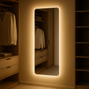 Ver imagem 2 de Espelho Grande Corpo Inteiro Lapidado Retangular Decorativo 150x40 Cm Luxo com Led Quente/fria