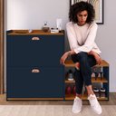 Ver imagem 2 de Sapateira Hall Entrada 2 Gaveta Basculante Puxador Concha Banco Prateleira Porta Sapatos Sala Quarto