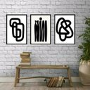 Ver imagem 2 de Kit 3 Quadros Decoração Minimalista Branco e preto 45x34cm - com Vidro:madeira Preta