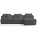 Ver imagem 3 de Sofá 3 Lugares com Chaise Direito Sala Living 248cm Arlo F04 Veludo Grafite Tc-12003 - Lyam Decor