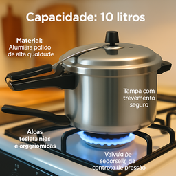 Panela de Pressão Grande 10 Litros Asj Tradicional - 3
