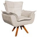 Ver imagem 1 de Poltrona Decorativa Base Giratória em Madeira Charger Suede Bege - Gran Belo