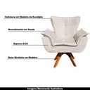 Ver imagem 3 de Poltrona Decorativa Base Giratória em Madeira Charger Suede Bege - Gran Belo