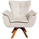 Ver imagem 2 de Poltrona Decorativa Base Giratória em Madeira Charger Suede Bege - Gran Belo