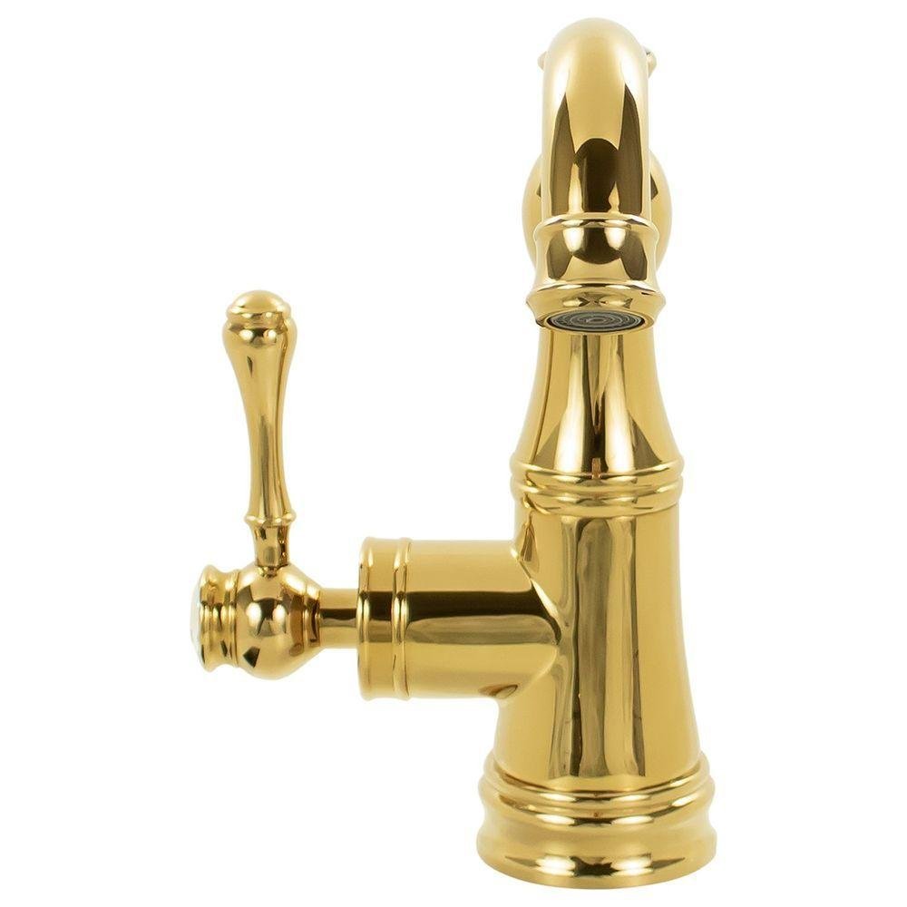 Misturador Monocomando Bica Baixa Crystal Gold Dourado Mist20 - 4