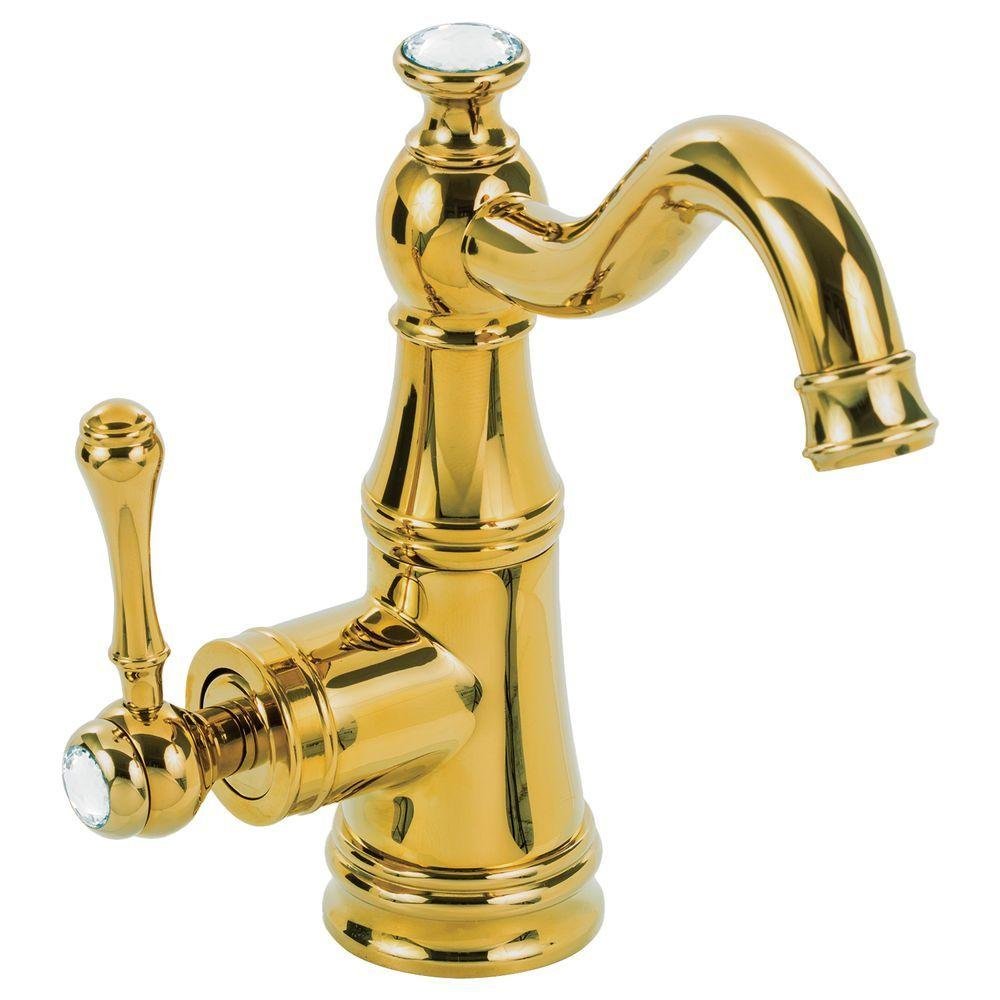 Misturador Monocomando Bica Baixa Crystal Gold Dourado Mist20