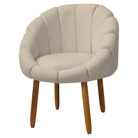 Poltrona Decorativa Orgânica Flora Fixa Recepção Estética Bouclê:bouclê Bege