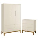 Ver imagem 1 de Jogo de Quarto Infantil Guarda Roupa 3 Portas e Cômoda 3 Gavetas Areia Fosco Classic com Pés