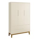 Ver imagem 2 de Jogo de Quarto Infantil Guarda Roupa 3 Portas e Cômoda 3 Gavetas Areia Fosco Classic com Pés