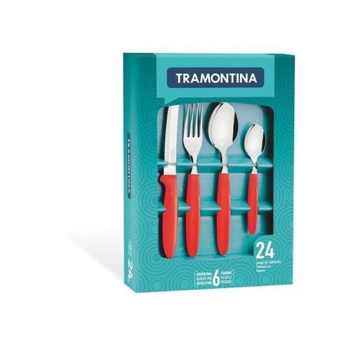 Faqueiro Ipanema Vermelho Inox com 24 Peças Tramontina