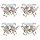Ver imagem 1 de Kit 4 Conjuntos De Mesa Com 4 Cadeiras De Madeira Dobravel 70X70 Sem Pintura/Crua - Marrom