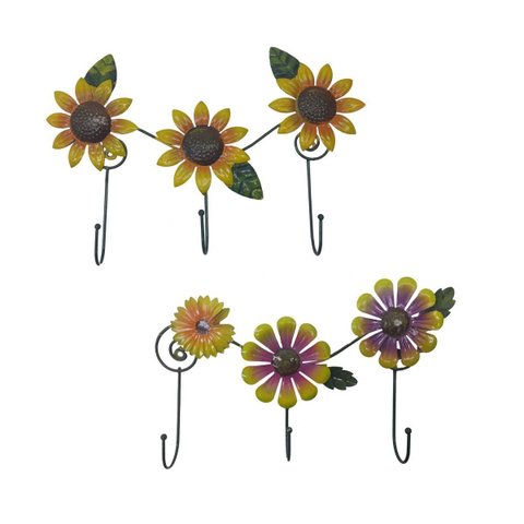 Gancho de Ferro Triplo Flores para Chapeu Bolsa Bone Enfeite Pendura Sortido Kit com 2