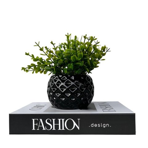 Decoração 2 Peças Livro Porta Objetos e Vaso Preto 3d
