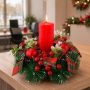 Ver imagem 3 de Arranjo Centro Mesa com Vela Decoração Natal Enfeite Nevado