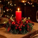 Ver imagem 4 de Arranjo Centro Mesa com Vela Decoração Natal Enfeite Nevado