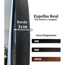 Trio Espelho Orgânico Decorativo Com Moldura De Couro Cor Café - 5