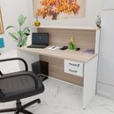 Ver imagem 2 de Balcão Atendimento Recepção Consultório 1200x600 C/gaveteiro - Branco/dubai