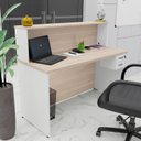 Ver imagem 3 de Balcão Atendimento Recepção Consultório 1200x600 C/gaveteiro - Branco/dubai
