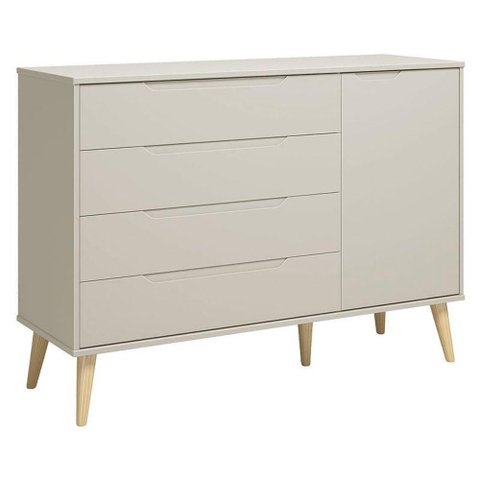 Cômoda com Porta Retrô Elfe Areia Acetinado Natural - Reller