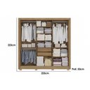 Ver imagem 2 de Guarda Roupas 3 Portas de Correr de (1 C/ Espelho) e 2 Gavetas C/ Pés Cb01m570 Flex Canela/canela