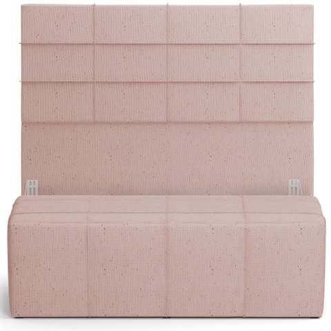 Kit Cabeceira Cama Box King 195cm com Calçadeira Roma W01 Linho Rosê - Lyam Lyam Decor