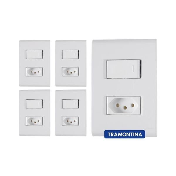 5 Conjuntos de Interruptores e tomadas 2P+T 10A 250V 4x2 Liz Tramontina - 4