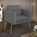 Ver imagem 1 de Poltrona Pé de Ferro Dourado para Sala Elisa Corino Grafite D03 - D'rossi